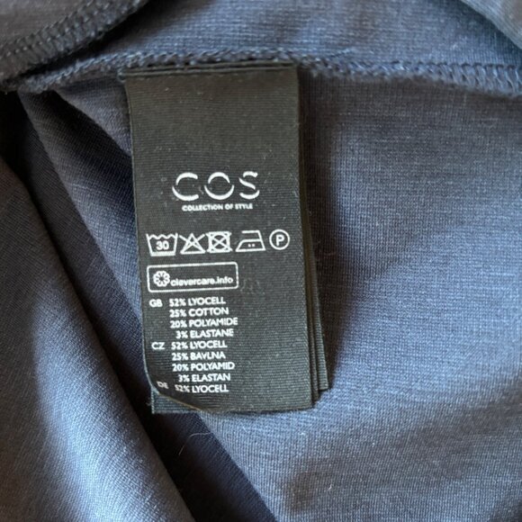 COS Sheath Dress Navy & Chartruese Minimalist Dolman Sleeves Stretch Size XS - Picture 9 of 9